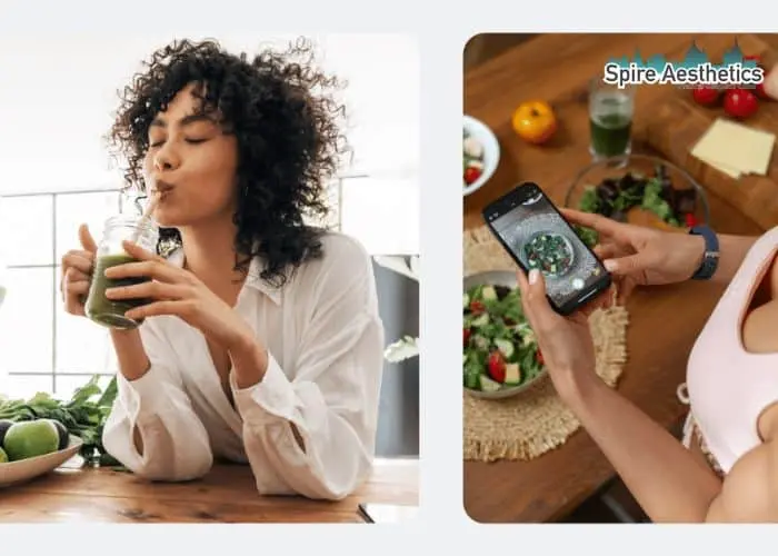 Image of woman looking into her diet and fat freezing Wiltshire to improve her health